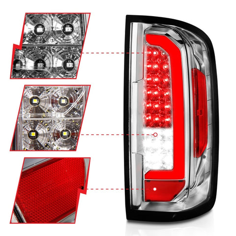 ANZO 15-21 Chevy Colorado LED Taillights w/ Light Bar Chrome Housing Clear Lens - 311407