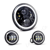 Letric Lighting 7in Led Black Full-Halo Indian - LLC-ILHK-7BH