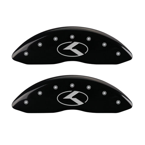 MGP 4 Caliper Covers Engraved Front & Rear Circle K/Kia Black finish silver ch - 21183SCRKBK