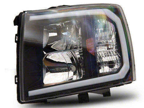 Raxiom 07-13 Chevrolet Silverado 1500 Axial Series Headlights w/ LED Bar- Blk Housing (Clear Lens) - S138003