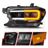 ANZO 16-22 Toyota Tacoma SR/SR5 ONLY Full LED Proj Headlights w/Light Bar Seq. Blk w/Initiation Lgt - 111562