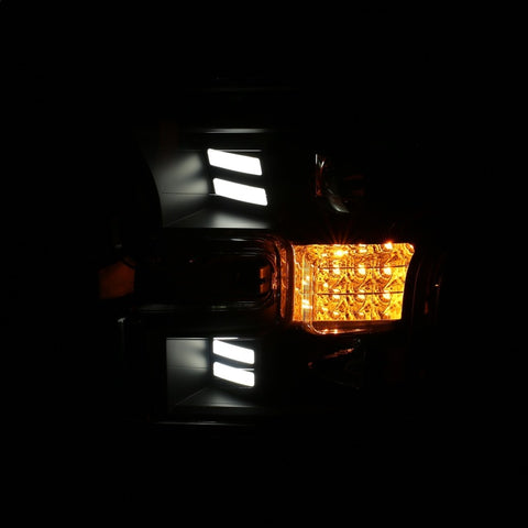ANZO 15-17 Ford F-150 Project Headlights w/ Plank Style Design Black w/ Amber Sequential Turn Signal - 111408