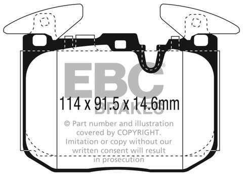 EBC 2014+ BMW I8 1.5L Turbo/Electric Yellowstuff Front Brake Pads - DP42303R