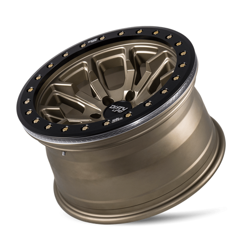 Dirty Life 9303 DT-1 17x9 / 5x127 BP / -12mm Offset / 78.1mm Hub Satin Gold Wheel - Sim. Beadlock - 9303-7973MGD12
