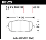 Hawk 06-10 Mazda Miata Mx-5 Rear HPS Sreet Brake Pads - HB523F.539