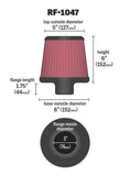 K&N Round Tapered Universal Air Filter 3 inch Flange 6 inch Base 5 inch Top 6 inch Height - RF-1047