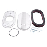 Edelbrock Air Cleaner Classic Series Oval Aluminum Top Cloth Element 17 5In X 9 35In X 3 9In Satin - 41159