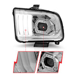ANZO 05-09 Ford Mustang (w/Factory Halogen HL Only) Projector Headlights w/Light Bar Chrome Housing - 121567