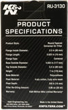 K&N Filter Universal Rubber Filter 3 1/2 inch Flange 4 5/8 inch Base 3 1/2 inch Top 7 inch Height - RU-3130