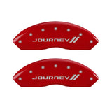 MGP 4 Caliper Covers Engraved Front & Rear With stripes/Journey Red finish silver ch - 12200SJNYRD