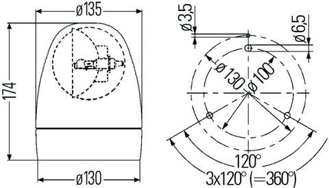 Hella Rotating Beacon H12V Yellow Mg12 2Rl - 009506201