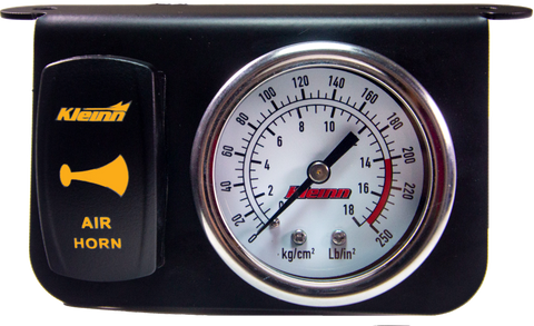 Kleinn Panel Mounted 160 PSI Gauge w/ an Illuminated AMBER Momentary Rocker Switch - 1303A