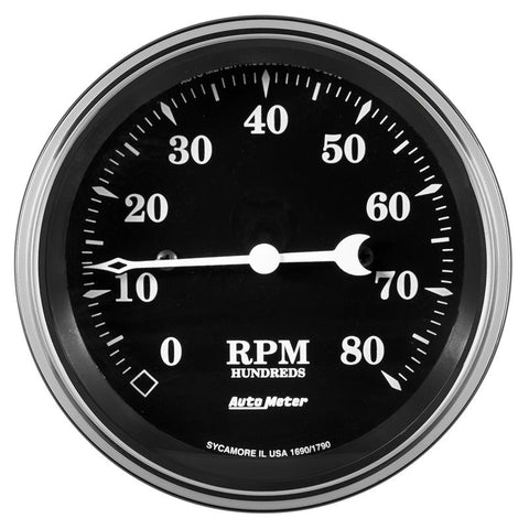 Auto Meter Gauge Tachometer 3 3/8in 8k RPM In-Dash Old Tyme Black - 1790