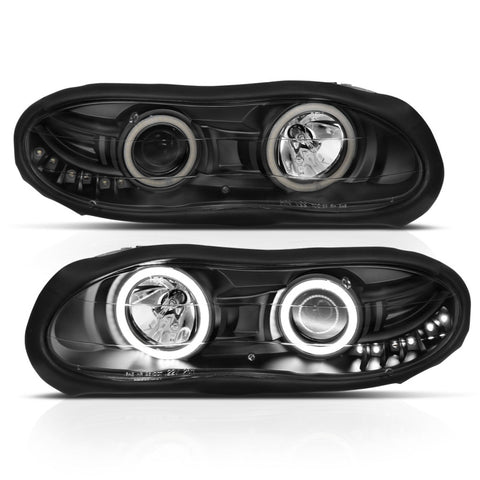 ANZO 1998-2002 Chevrolet Camaro Projector Headlights w/ Halo Black - 121160