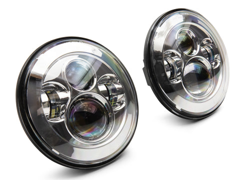 Raxiom 97-18 Jeep Wrangler TJ/JK Axial Series LED Daymaker Headlights- Chrome Housing (Clear Lens) - J108043