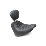 Mustang 18-21 Harley Fat Bob Wide Tripper Solo Seat w/Driver Backrest Diamond Stitch - Black - 83016