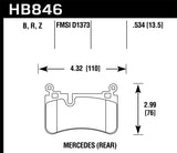 Hawk 08-13 Mercedes C-Class Performance Ceramic Street Rear Brake Pads - HB846Z.534