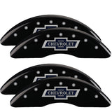 MGP 4 Caliper Covers Engraved F & R 100th Anniv Black Finish Silver Char 2019 Chevy Silverado 3500HD - 14173SBANBK