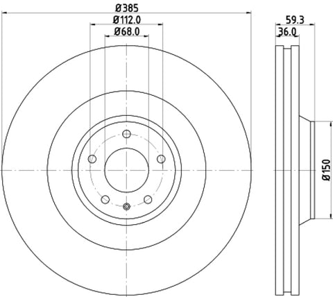 Hella Pagid Front High Carbon Brake Rotor - 05-09 Audi A8 - 355115892