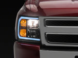 Raxiom 07-13 Chevrolet Silverado 1500 Axial Series Headlights w/ LED Bar- Blk Housing (Clear Lens) - S138003