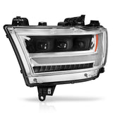 ANZO 19-20 Dodge Ram 1500 Tradesman LED Projector Headlights Plank Style w/Sequential Black (Driver) - 111495-L