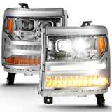 ANZO 16-18 Chevrolet Silverado 1500 LED Projector Headlights w/Plank Style Switchback Chrome w/Amber - 111421