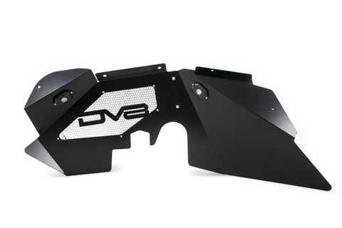 DV8 Offroad 07-18 Jeep Wrangler JK Front Aluminum Inner Fender w/ Rock Lights - Black - INFEND-01FBRL