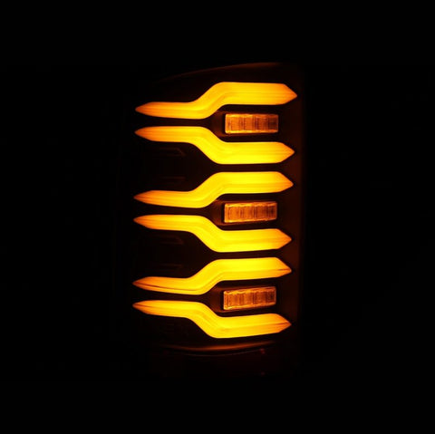 AlphaRex 14-18 GMC Sierra 1500/2500HD/3500HD LUXX-Series LED Tail Lights Blk w/Actv Light & Seq. Sig - 630040