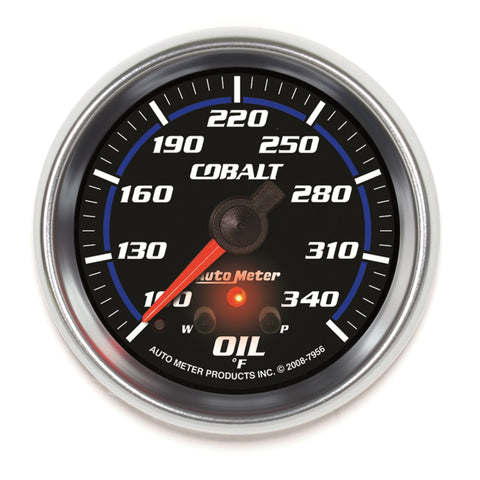 AutoMeter Gauge Oil Temp 2-5/8in. 340 Deg. F Stepper Motor W/ Peak & Warn Cobalt - 7956
