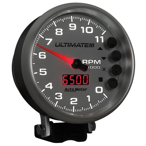 Autometer 5 inch Ultimate III Playback Tachometer 11000 RPM - Silver - 6886