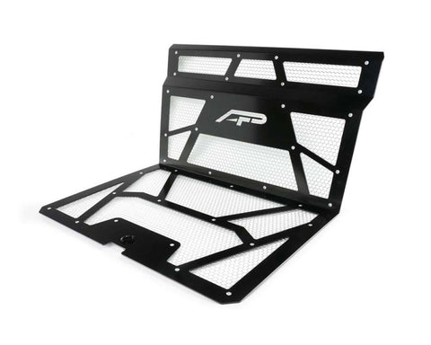 Agency Power 14-18 Polaris RZR XP 1000 / XP Turbo Vented Engine Cover - Gloss Black/Raw Mesh - AP-RZR-111-FGB-MRAW