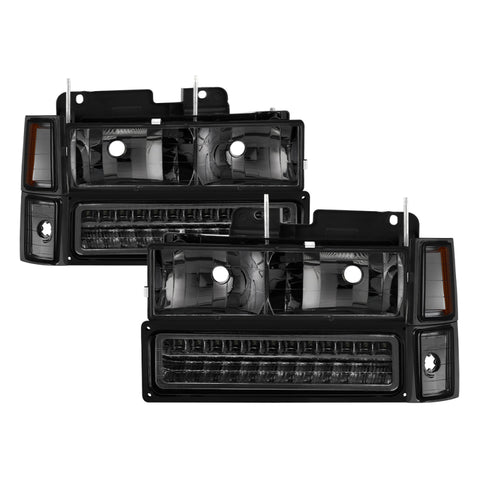 xTune 92-94 Blazer Full Size Corner/LED Bumper Headlights Smoke HD-JH-CCK88-LED-AM-SM-SET - 5069566