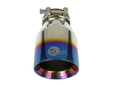 aFe Mach Force XP 304 Stainless Steel Clamp-On Exhaust Tip 2.5in Inlet / 4in Outlet - Blue Flame - 49T25404-L071