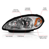 ANZO 2001-2005 Chrysler Pt Cruiser Crystal Headlight Chrome Amber (OE) - 111472