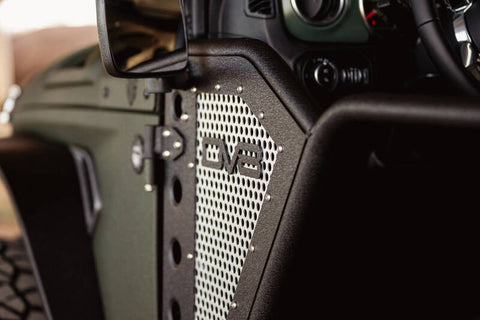 DV8 Offroad Jeep 18+ Wrangler JL / 20+ Gladiator JT Front Rock Doors w/ Perforated Aluminum Mesh - RDJL-01F