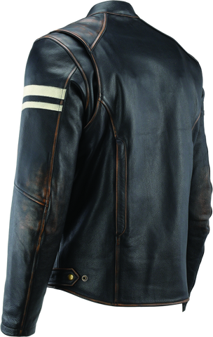 River Road Hoodlum Vintage Leather Jacket Black - Small - 094382
