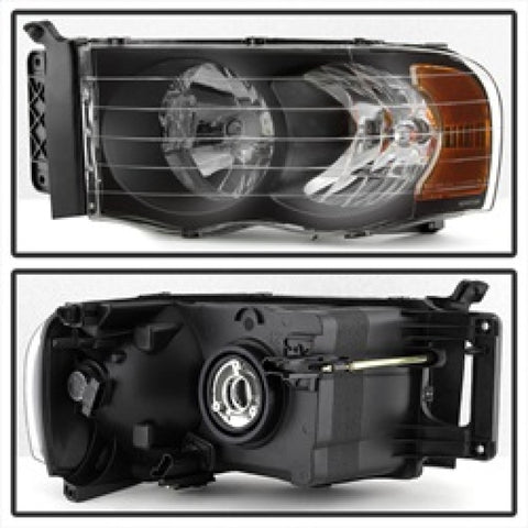 xTune Dodge Ram 1500 02-05 Amber Crystal Headlights Black HD-JH-DR02-AM-BK - 5014313