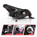 ANZO 2008-2011 Ford Focus Projector Headlights Black - 121272