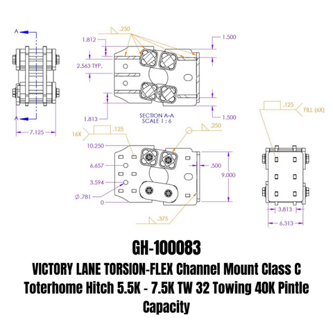 Gen-Y Victory Lane Torsion-Flex Channel Mount Class C Toterhome Hitch (5.5K-7.5K TW) - GH-10083
