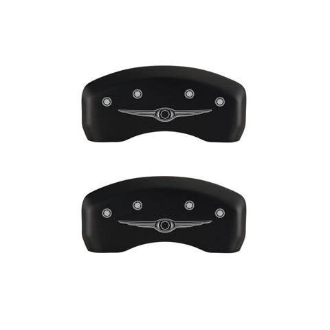 MGP 4 Caliper Covers Engraved Front & Rear Style 1/Chrysler Wing Red finish silver ch - 32013SCW1RD