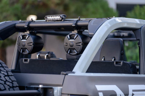 DV8 Offroad 21-22 Ford Bronco 4dr Rear Speaker & Light Mount Bar - BRSB-01