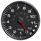 Autometer Spek-Pro Gauge Tachometer 5in 11K Rpm W/Shift Light & Peak Mem Black/Black - P239328