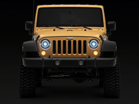 Raxiom 07-18 Jeep Wrangler JK Axial Series 7-In Dragon Eye LED Headlights- Blk Housing (Clear Lens) - J167194