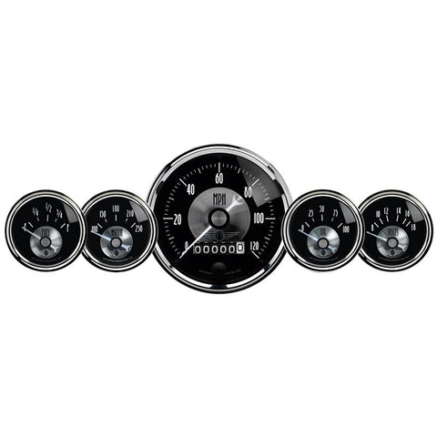 Autometer Prestige Series Black Diamond 3-3/8in Electric Speedometer 2-1/16in Electric Oil Pressure - 2003