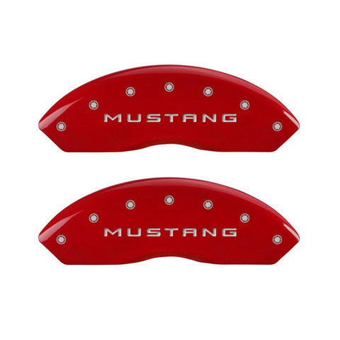 MGP 4 Caliper Covers Engraved Front Mustang Engraved Rear GT Red finish silver ch - 10198SMGTRD