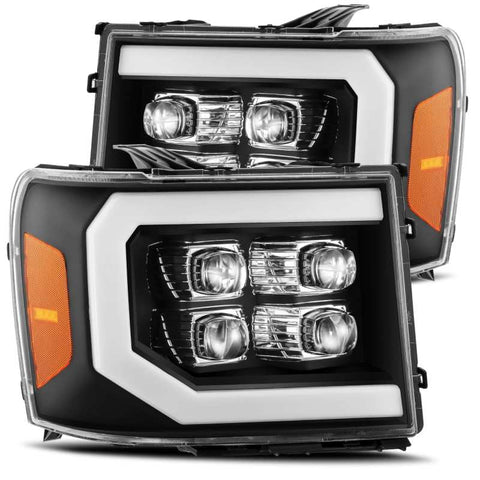 AlphaRex 07-13 GMC 1500HD NOVA LED Proj Headlight Plank Style Gloss Blk w/Activ Light/Seq Signal/DRL - 880609