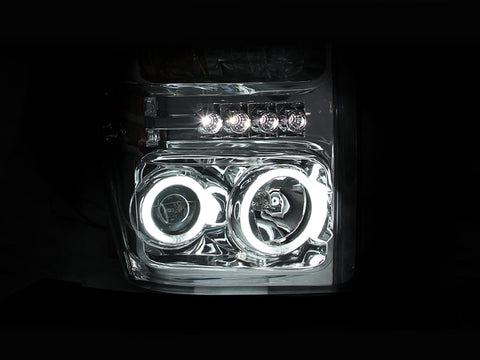 ANZO 2008-2010 Ford F-250 Projector Headlights w/ Halo Chrome (CCFL) - 111167