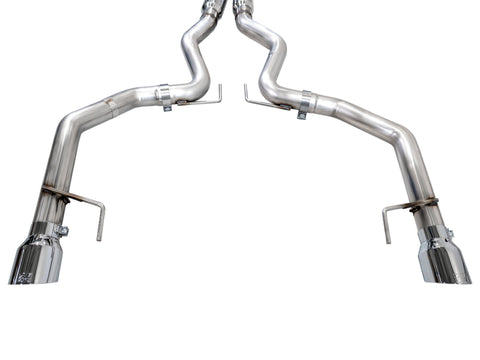 AWE 2024 Ford Mustang GT Fastback S650 RWD Track Edition Cat-Back Exhaust w/ Dual Chrome Silver Tips - 3020-32650