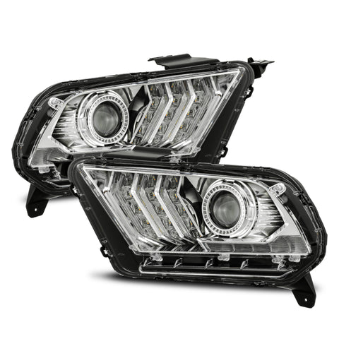 AlphaRex 10-12 Ford Mustang PRO-Series Projector Headlights Plank Style Chrome w/Top/Bottom DRL - 880111