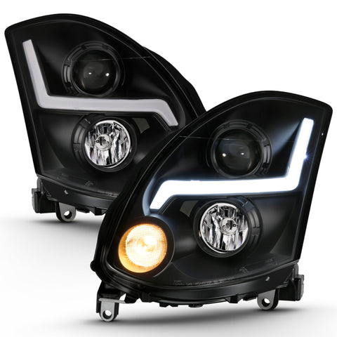 ANZO 2003-2007 Infiniti G35 Projector Headlight Plank Style Chrome (HID Compatible, No HID Kit ) - 121558